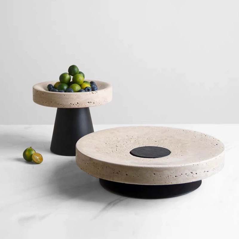 Marble Serving Board - Bandeja de mármore natural com base