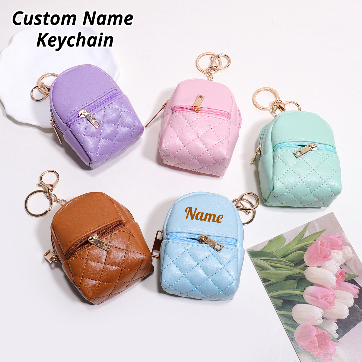 Leather Card Wallet - Mini Porta-Moedas Personalizado com Nome, Bolsa