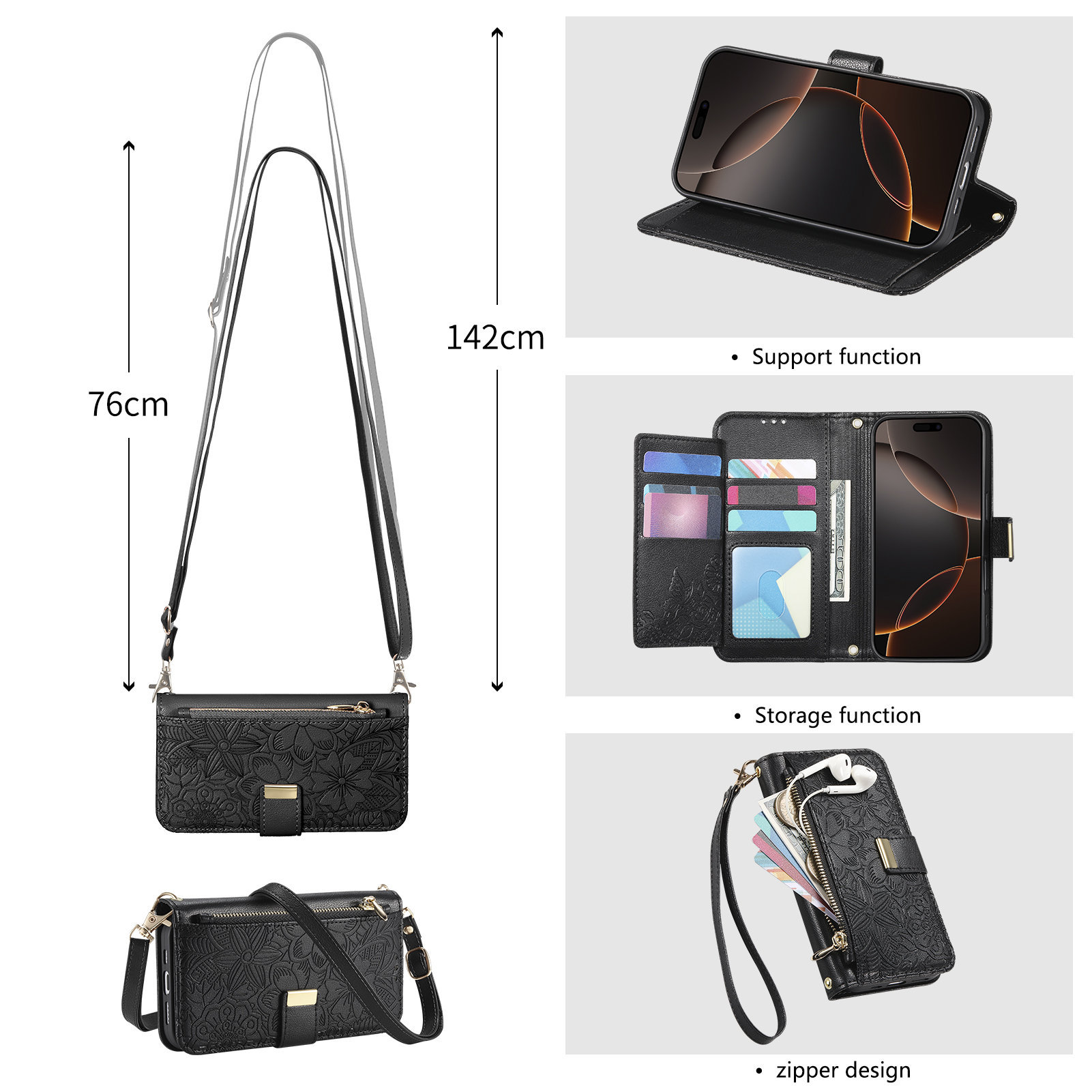 Capa de Couro com Zíper e Alça - Leather Card Wallet avaliação e preço