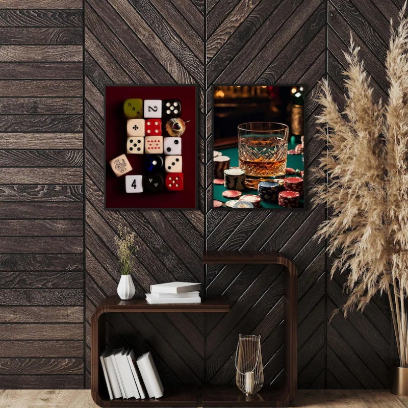 Pôster Retrô de Dados de Poker - Luxury Lifestyle Furniture avaliação e preço